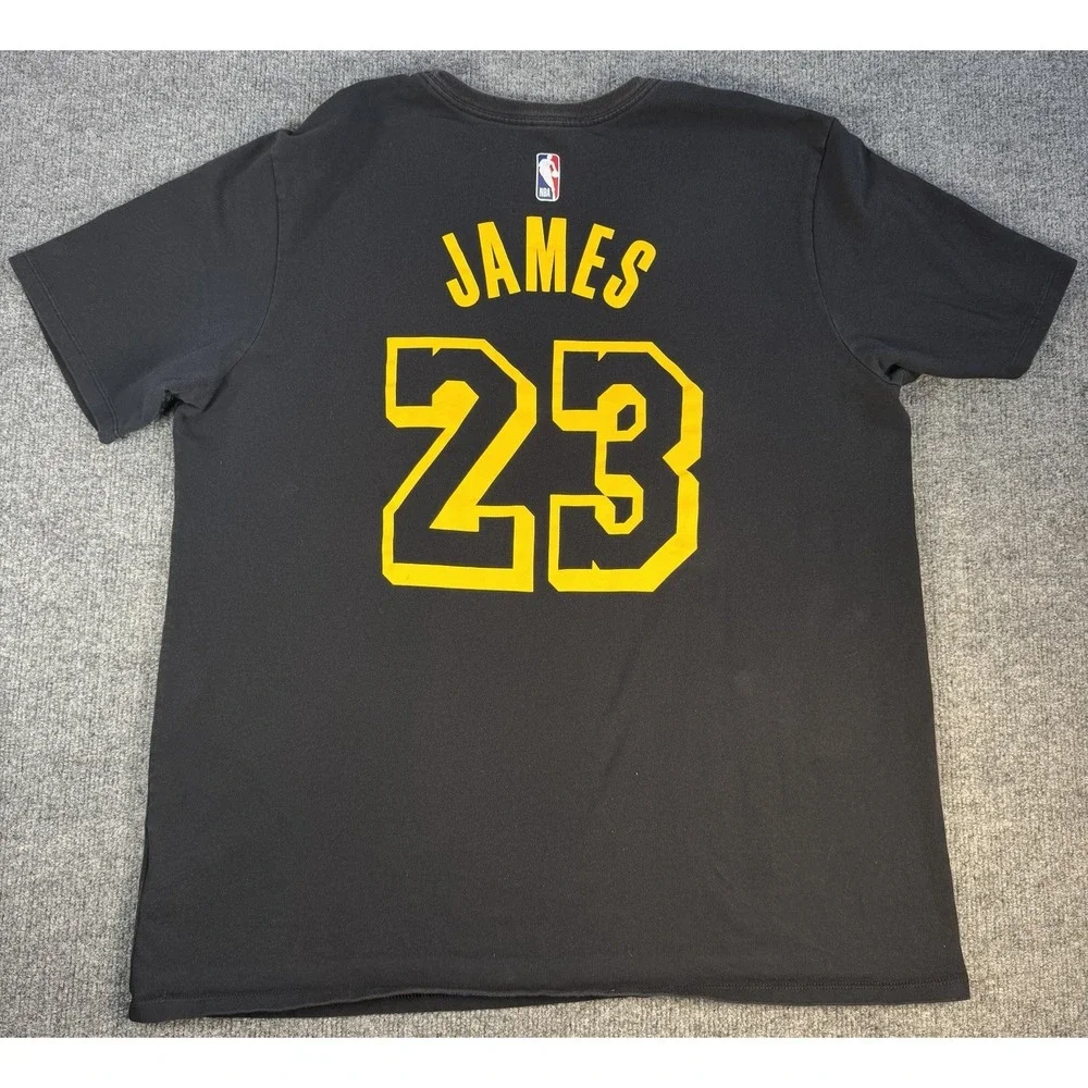 Nike Lakers LeBron James 23 Dri-FIT T Shirt Black Gold Men's XL NBA Tee